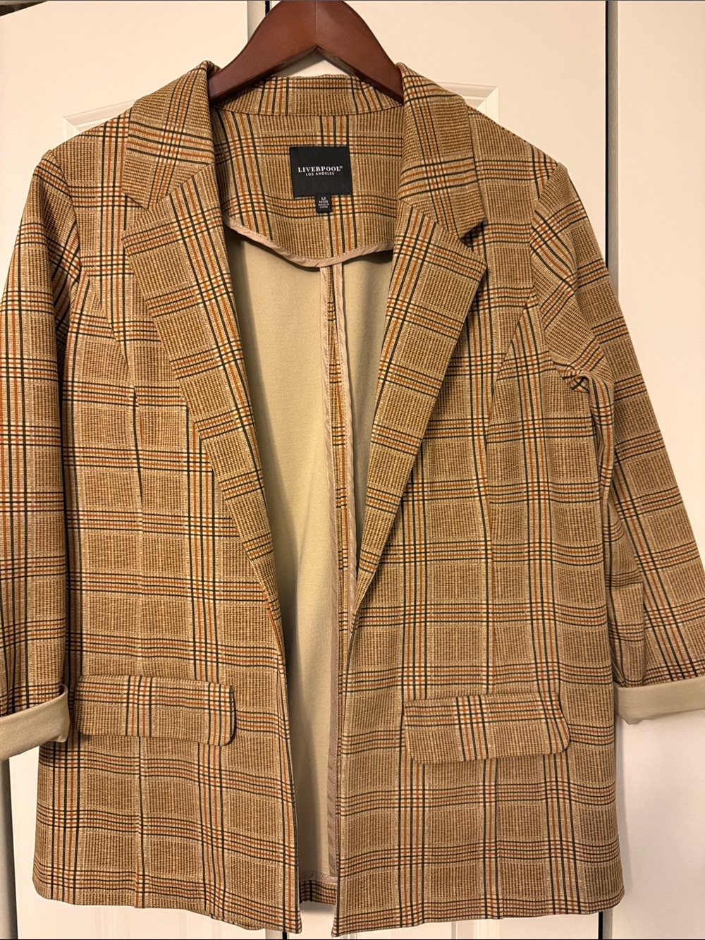 Liverpool Plaid Blazer in Brown & Black Size Medium Like New